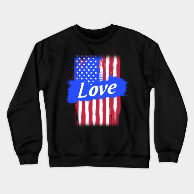 American Flag Love Family Gift T-shirt For Men Women, Surname Last Name Crewneck Sweatshirt by darius2019